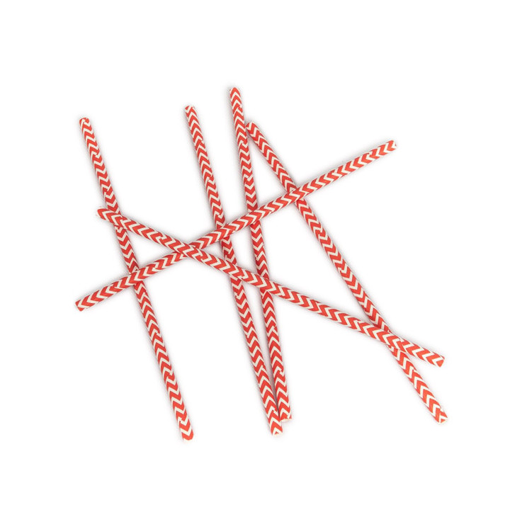 Paper Straw Straight Red and White Ø0,6cm 20cm (6000 Units)