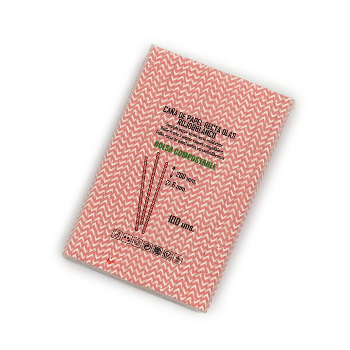 Paper Straw Straight Red and White Ø0,6cm 20cm (6000 Units)