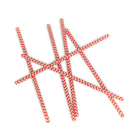 Paper Straw Straight Red and White Ø0,6cm 20cm (100 Units) 