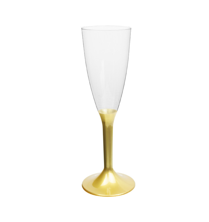 Plastic Stemmed Flute Sparkling Wine Gold 120ml 2P (40 Units)