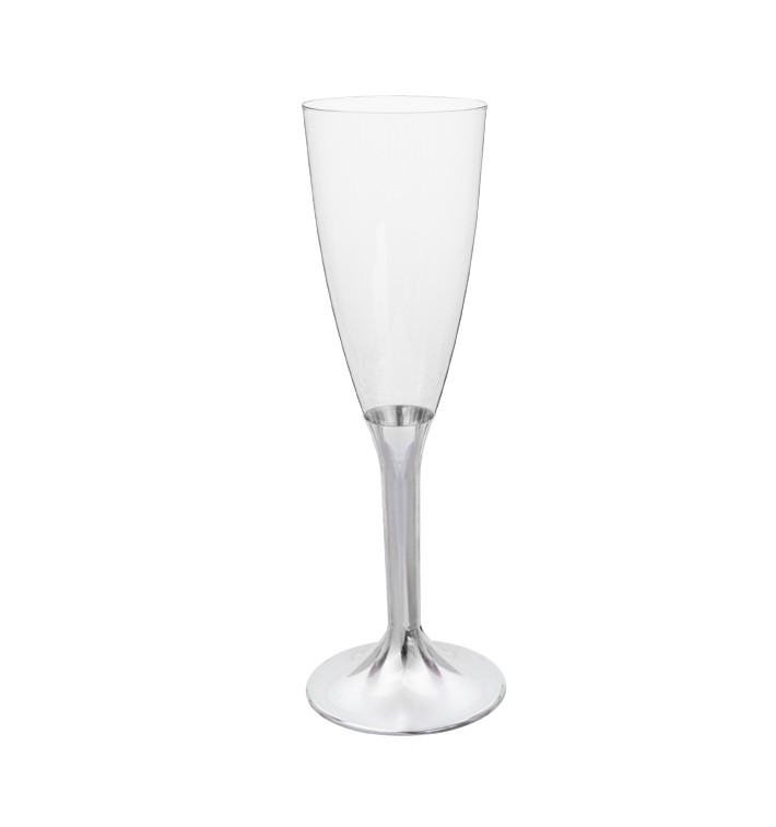 Plastic Stemmed Flute Sparkling Wine Niquel Chrome 120ml 2P (200 Units)