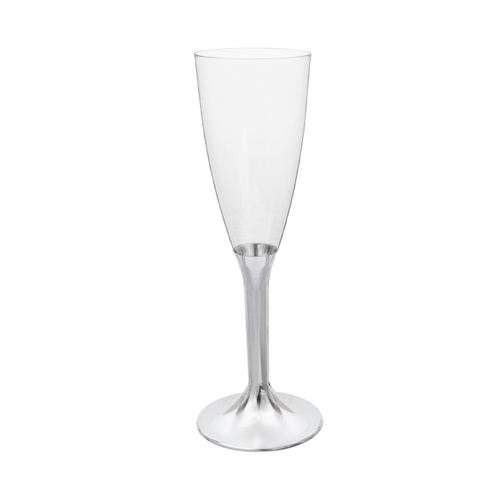 Plastic Stemmed Flute Sparkling Wine Niquel Chrome 120ml 2P (200 Units)