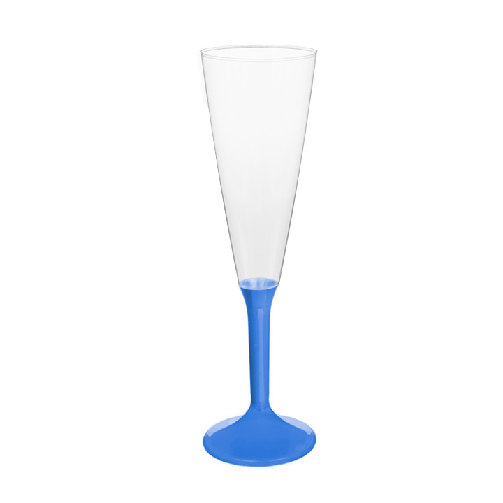 Plastic Stemmed Flute Sparkling Wine Blue Mediterranean 160ml 2P (200 Units)