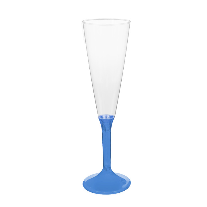 Plastic Stemmed Flute Sparkling Wine Blue Clear 160ml 2P (200 Units)