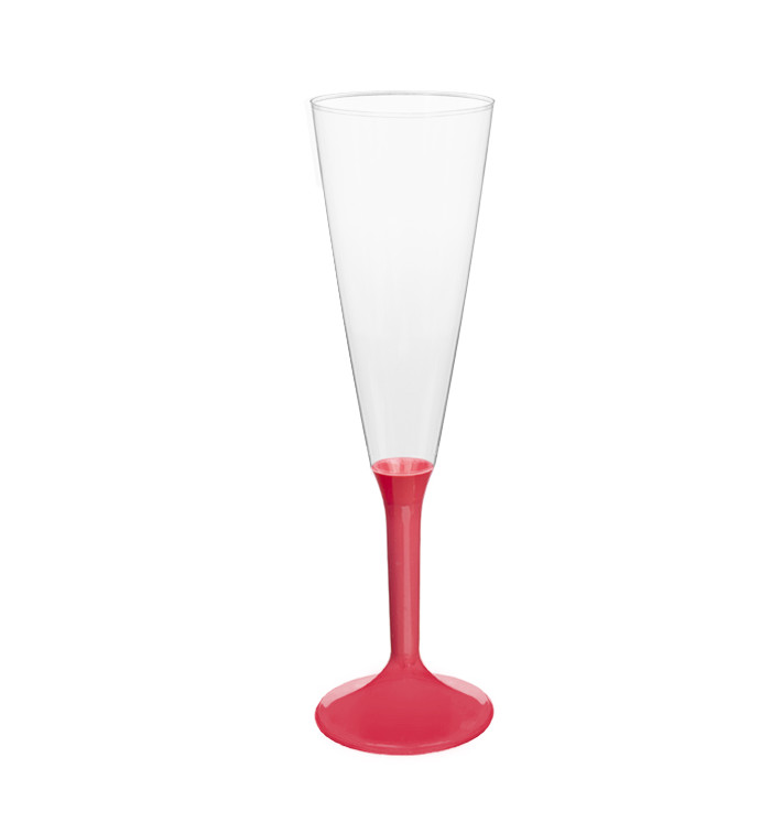 Plastic Stemmed Flute Sparkling Wine Coral 160ml 2P (20 Units)