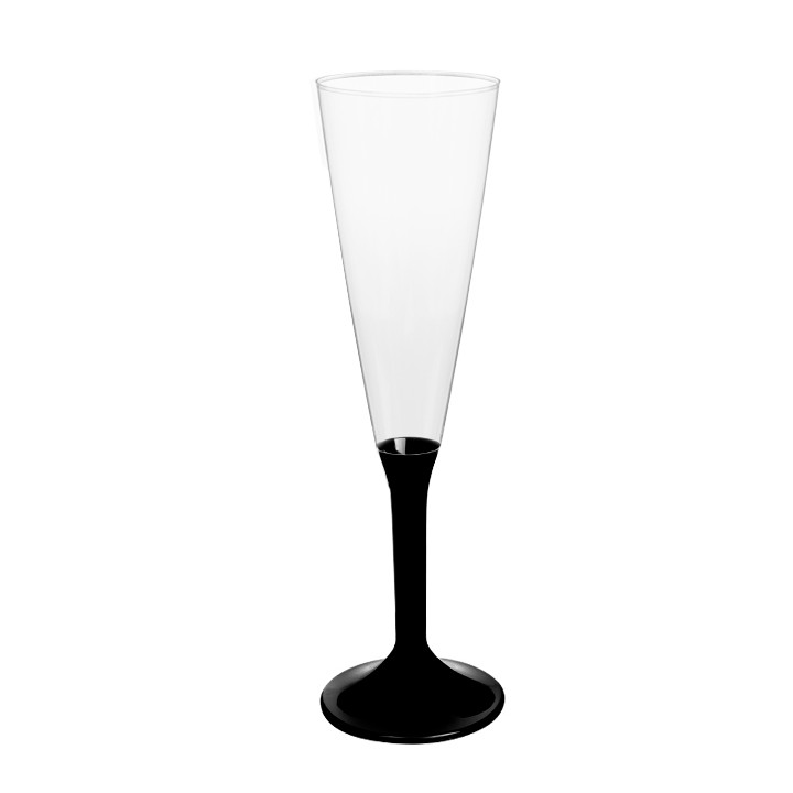 Plastic Stemmed Flute Sparkling Wine Black 160ml 2P (200 Units)