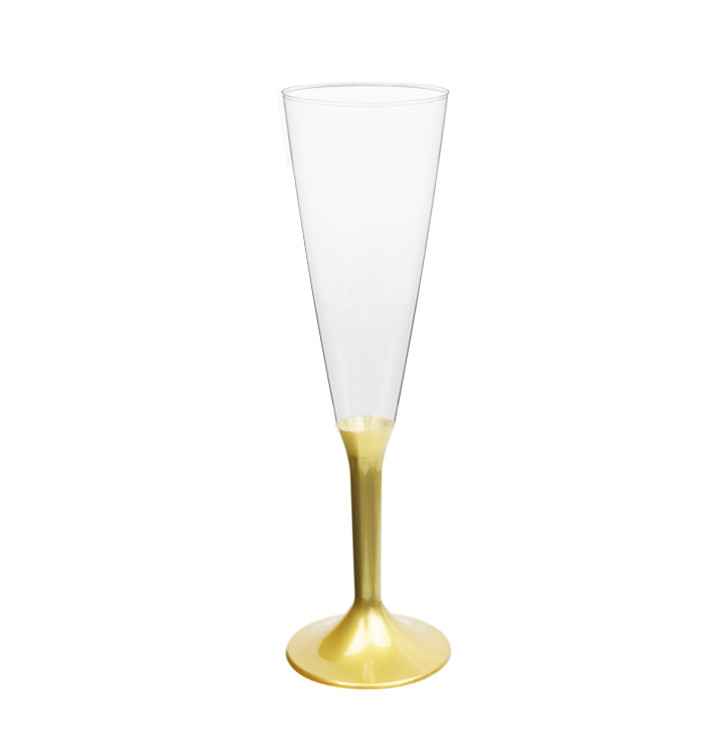 Plastic Stemmed Flute Sparkling Wine Gold 160ml 2P (40 Units)