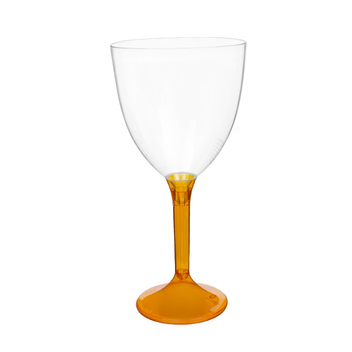 Plastic Stemmed Glass Wine Orange Clear Removable Stem 300ml (200 Units)