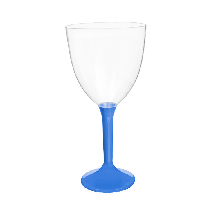 Plastic Stemmed Glass Wine Blue Mediterranean Removable Stem 300ml (200 Units)