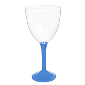 Plastic Stemmed Glass Wine Blue Clear Removable Stem 300ml (200 Units)