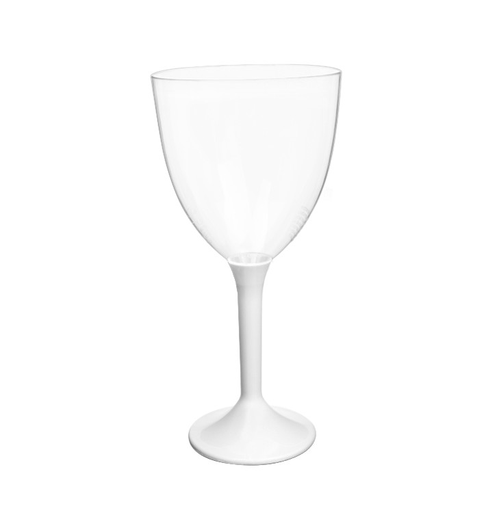Plastic Stemmed Glass Wine White Removable Stem 300ml (40 Units)