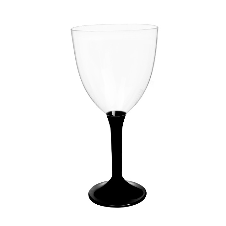 Plastic Stemmed Glass Wine Black Removable Stem 300ml (200 Units)