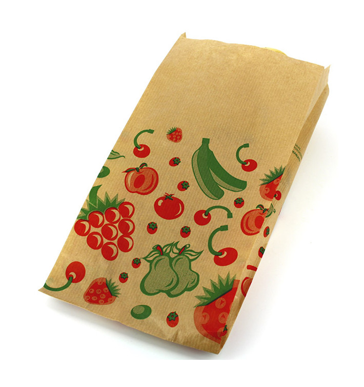Paper Food Bag Fruit Design 14+7x28cm (100 Units)  