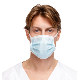 Disposable Surgical Mask Triple Layer with Straps Blue (2.000 Units)