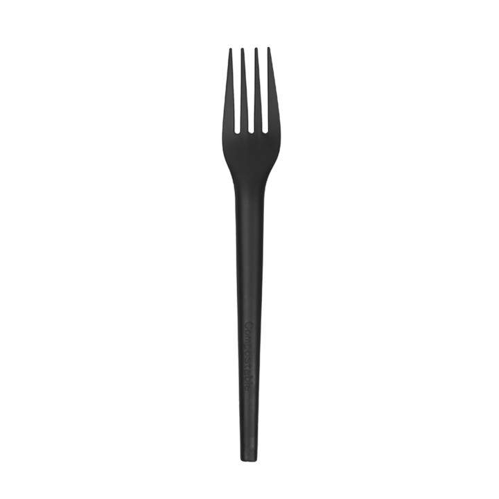 Cornstarch Fork Biodegradable CPLA Black 17cm (1.000 Units)