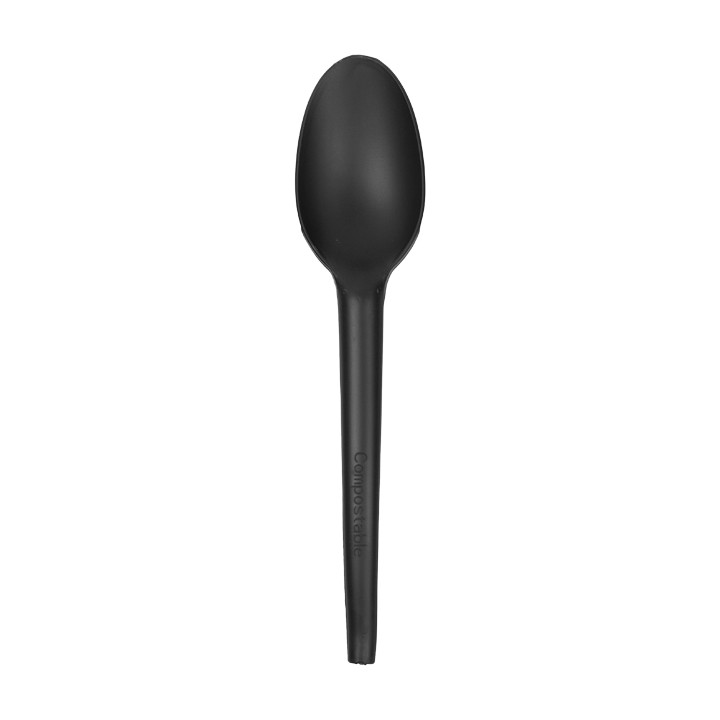 Cornstarch Spoon Biodegradable CPLA Black 16,5cm (1.000 Units)