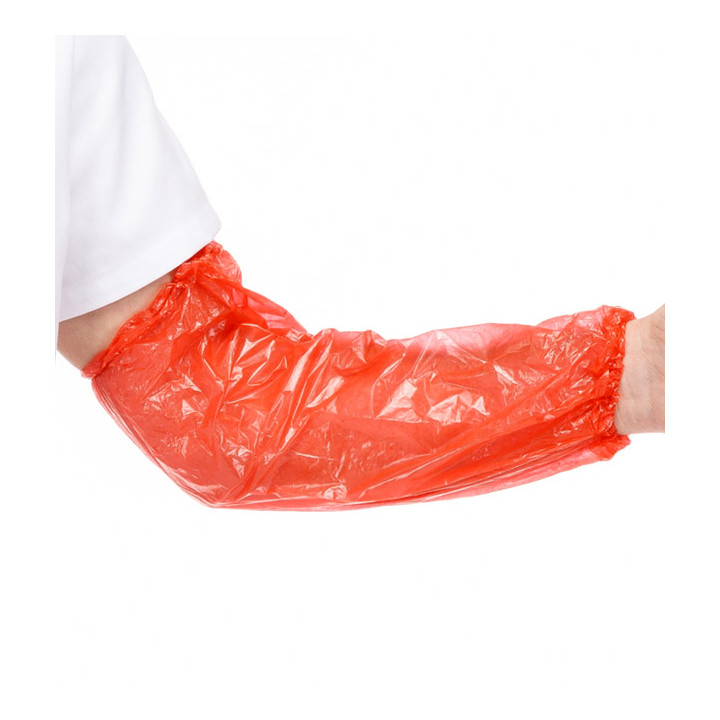 Disposable Plastic Over Sleeve PE Red G80 18x44cm (100 Units)  