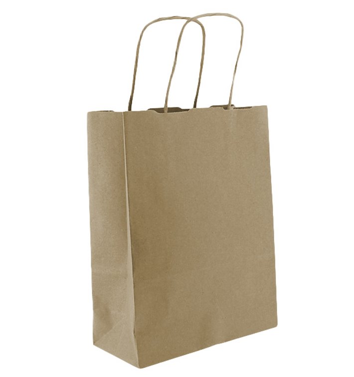 Paper Bag with Handles Kraft 100g/m² 18+8x24cm (25 Units) 