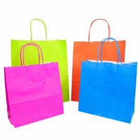 Paper Bag with Handles Green 100g/m² 22+9x23cm (25 Units)