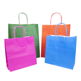 Fuchsia paper bag with handles 100g/m² 22+9x23cm (25 Uts)