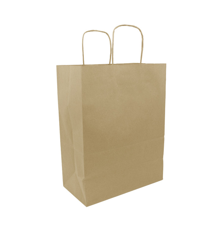 Paper Bag with Handles Kraft Brown 100g/m² 25+13x33cm (200 Units)