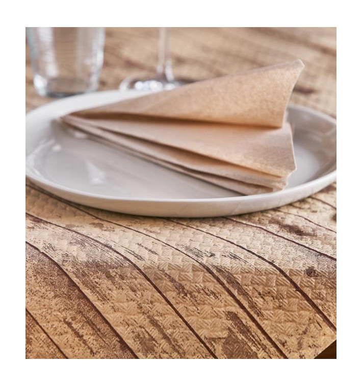 Pre-Cut Paper Tablecloth "Hout" Kraft 1,2x1,2m (300 Units)