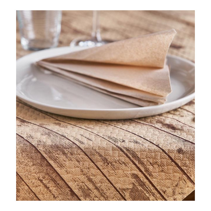 Pre-Cut Paper Tablecloth "Hout" Kraft 1,2x1,2m (300 Units)