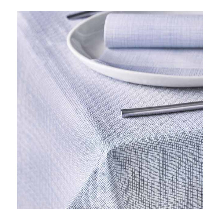 Pre-Cut Paper Tablecloth 1x1m "Between Lines" Blue 40g/m² (400 Units)