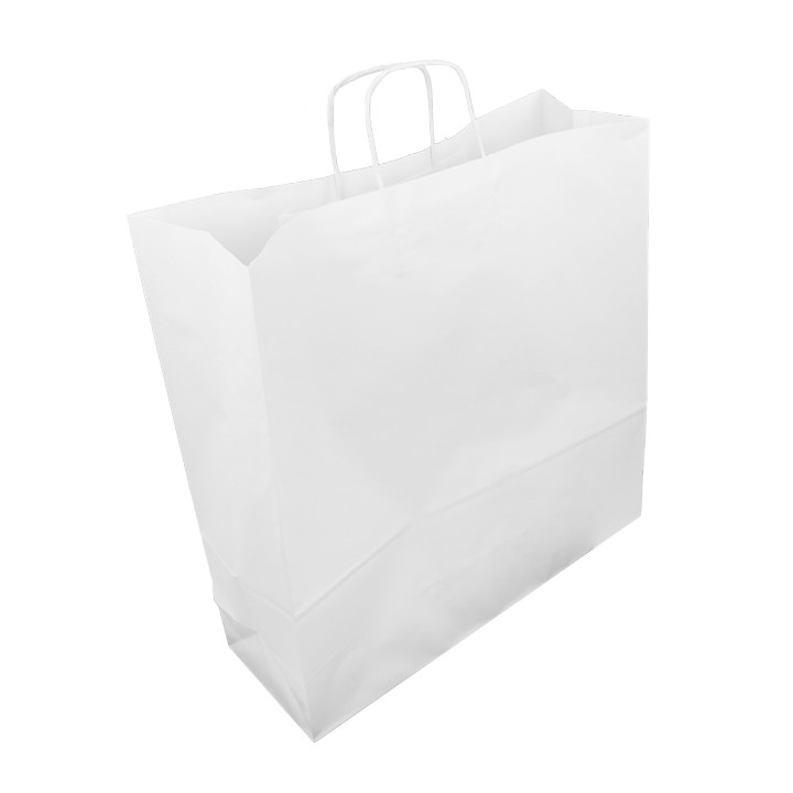 Paper Bag with Handles Kraft White 100g/m² 44+15x46cm (200 Units)