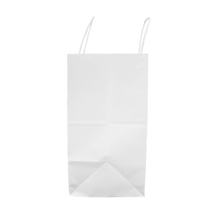 Paper Bag with Handles Kraft White 100g/m² 27+14x26cm (200 Units)