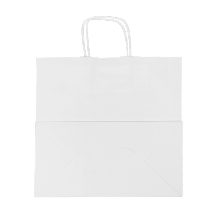 Paper Bag with Handles Kraft White 100g/m² 27+14x26cm (200 Units)
