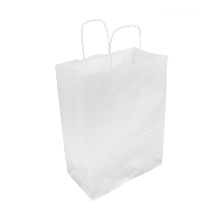 Paper Bag with Handles Kraft White 100g/m² 25+13x33cm (25 Units) 