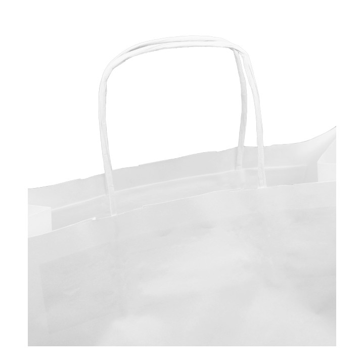 Paper Bag with Handles Kraft White 90g/m² 32+16x31cm (50 Units) 