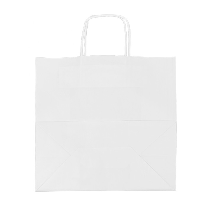 Paper Bag with Handles Kraft White 90g/m² 32+16x31cm (250 Units)