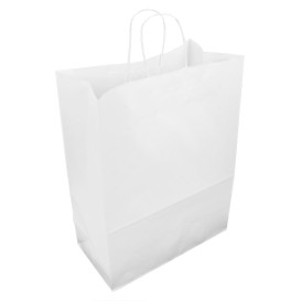 Paper Bag with Handles Kraft White 90g/m² 32+16x43cm (250 Units)