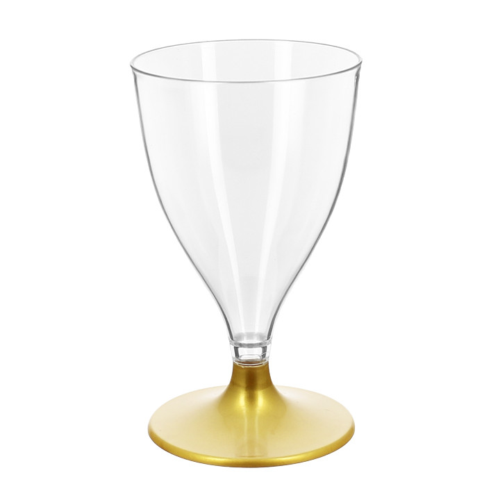 Reusable PS Cup Water/Wine Gold Foot 200ml 2P (6 Units)