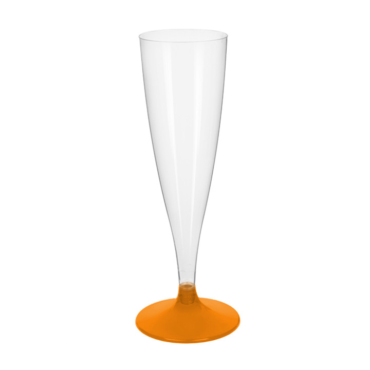 Plastic Stemmed Flute Sparkling Wine Orange Clear 140ml 2P (20 Units)