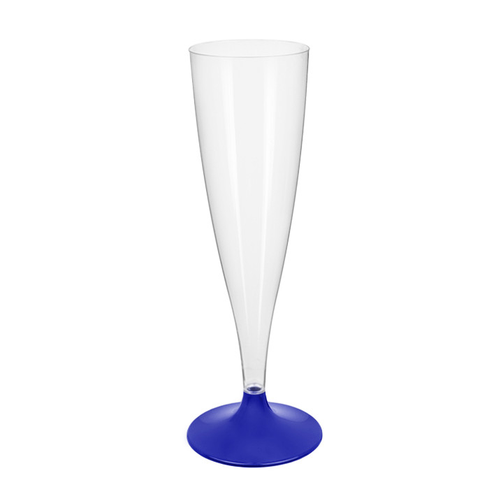 Plastic Stemmed Flute Sparkling Wine Blue Pearl 140ml 2P (20 Units)
