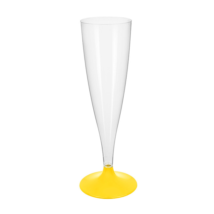 Plastic Stemmed Flute Sparkling Wine Yellow 140ml 2P (400 Units)