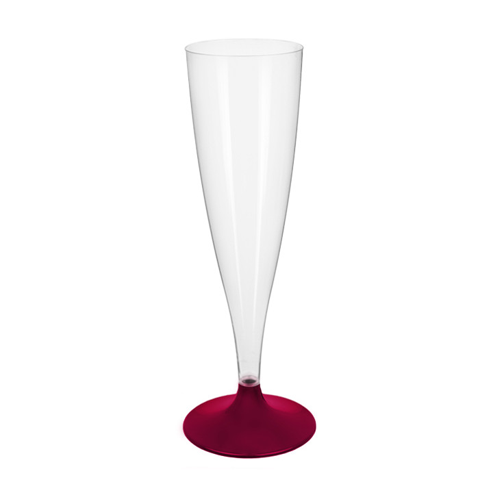 Plastic Stemmed Flute Sparkling Wine Burgundy 140ml 2P (20 Units)