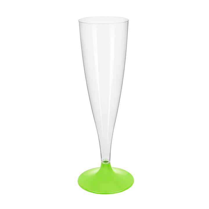 Plastic Stemmed Flute Sparkling Wine Lime Green 140ml 2P (20 Units)