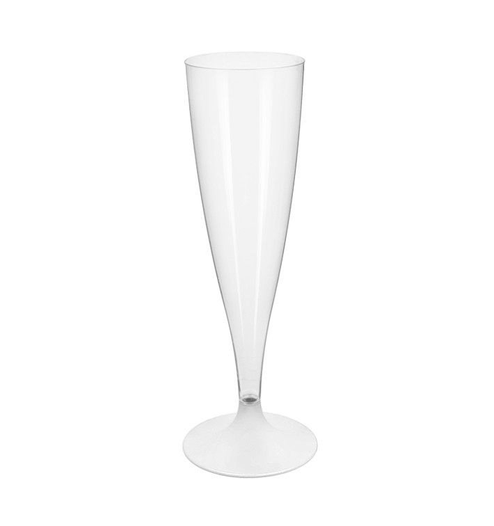 Plastic Stemmed Flute Sparkling Wine White 140ml 2P (20 Units)