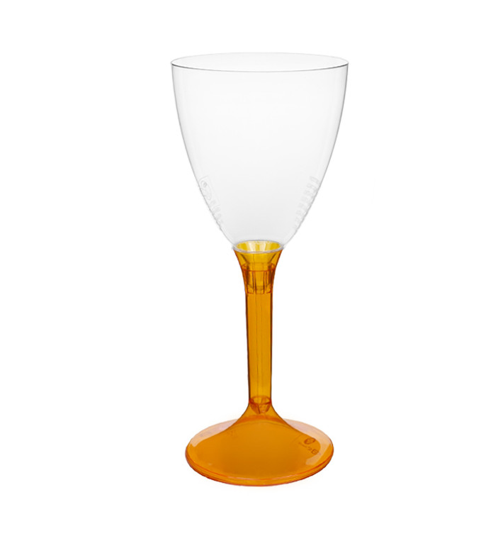 Plastic Stemmed Glass Wine Orange Clear Removable Stem 180ml (200 Units)