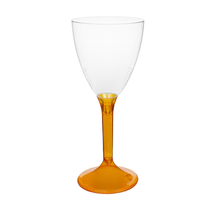 Plastic Stemmed Glass Wine Orange Clear Removable Stem 180ml (200 Units)