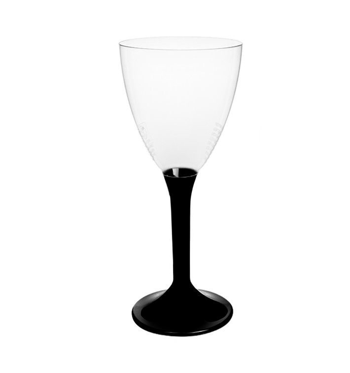 Plastic Stemmed Glass Wine Black Removable Stem 180ml (200 Units)