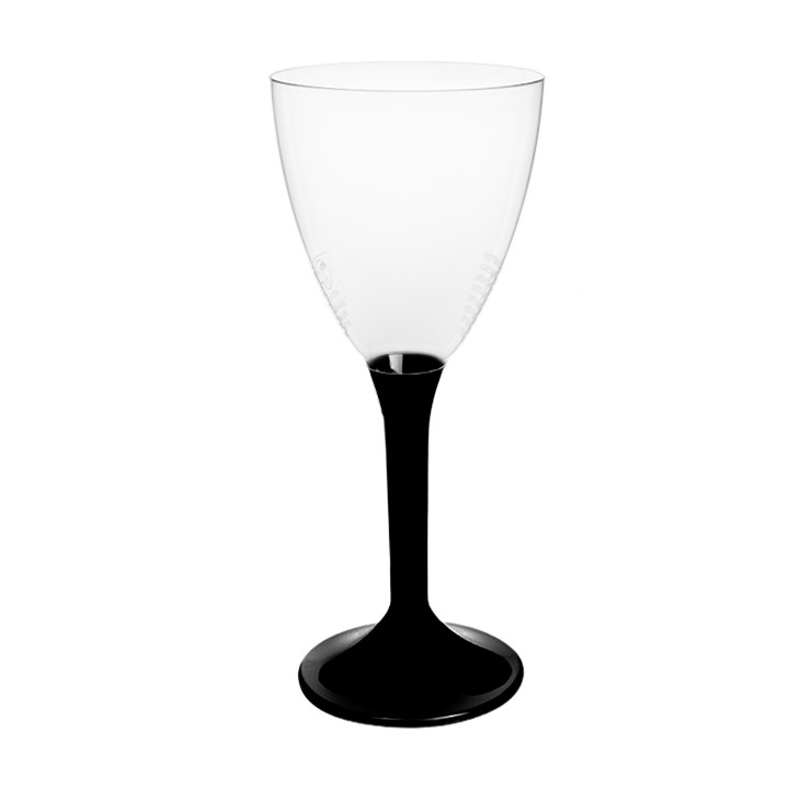 Plastic Stemmed Glass Wine Black Removable Stem 180ml (200 Units)