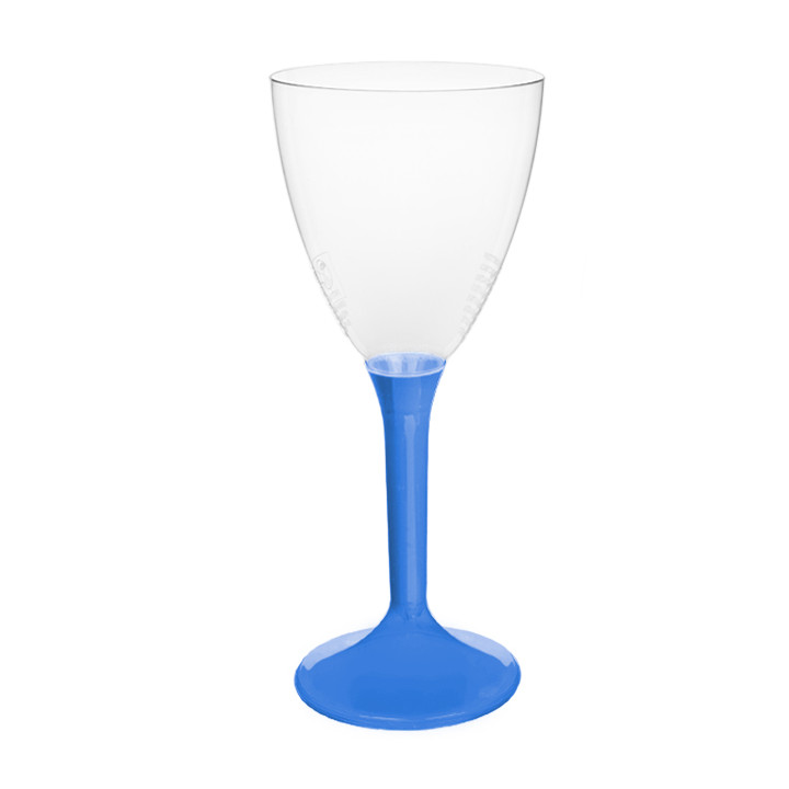 Plastic Stemmed Glass Wine Blue Mediterranean Removable Stem 180ml (200 Units)
