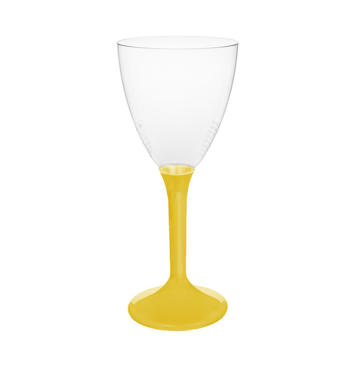 Plastic Stemmed Glass Wine Yellow Removable Stem 180ml (200 Units)
