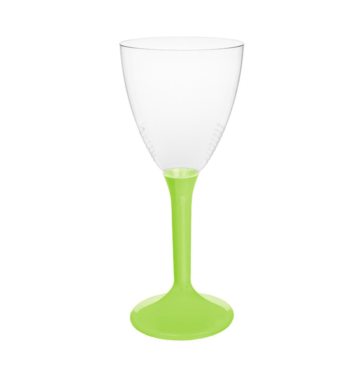 Plastic Stemmed Glass Wine Lime Green Removable Stem 180ml (200 Units)