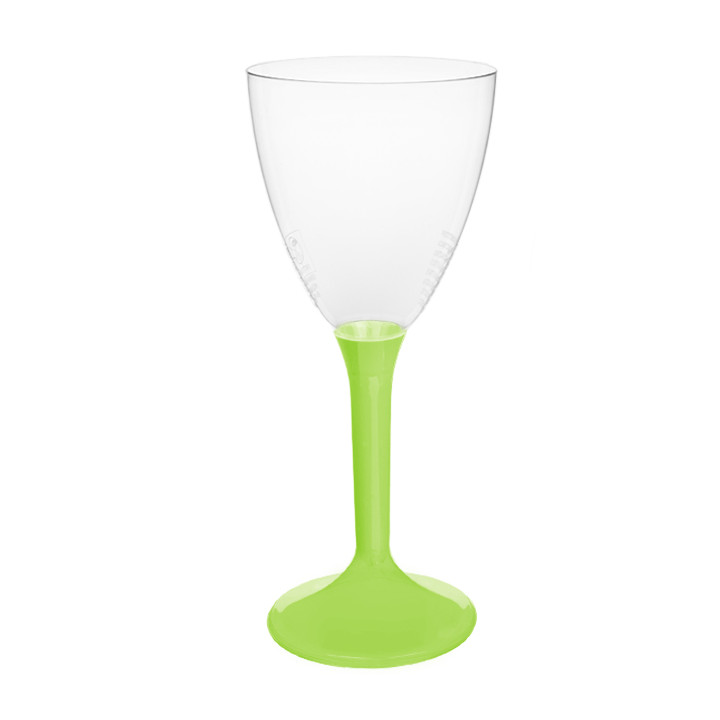 Plastic Stemmed Glass Wine Lime Green Removable Stem 180ml (200 Units)